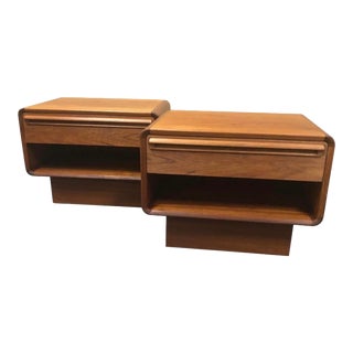 1960s Danish Modern Low Profile Teak Nightstands - a Pair For Sale