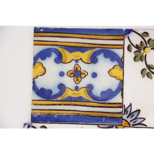 19th Century Set of Four Baroque Floral Tiles, Portuguese For Sale - Image 4 of 11