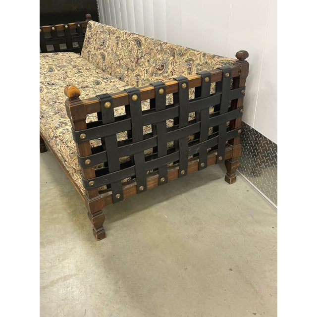 Brutalist Woven Leather Strap Sofa For Sale - Image 4 of 8