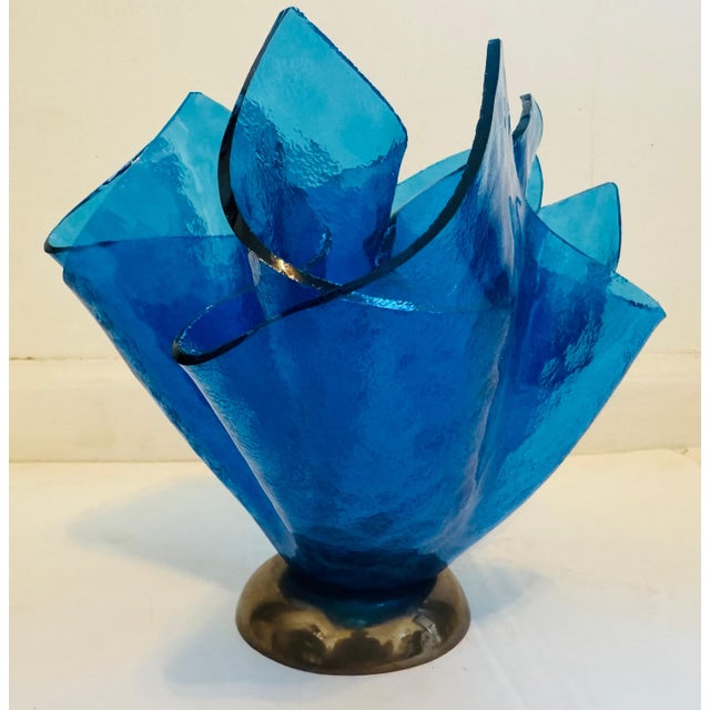 Postmodern Was Fedrigolli Sculptural Glass 1980s Italian Vase For Sale - Image 3 of 12