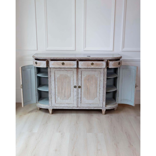 Swedish 19th Century Gustavian Style Four-Door Demi Lune Buffet, c. 1880 For Sale - Image 10 of 14