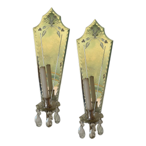 Pair of Venetian Style Mirrored Wall Sconces