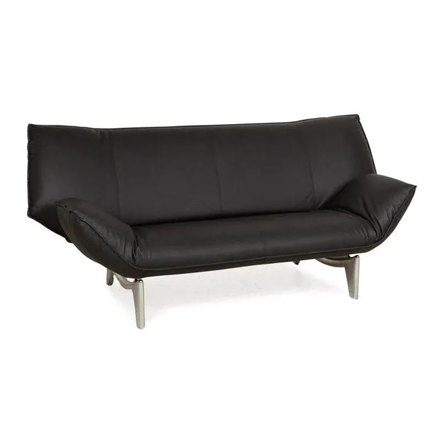 Beige Tango Vegan Leather Two Seater Black Sofa from Leolux For Sale - Image 8 of 12