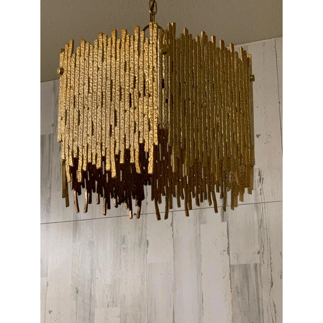 1960s Golden Brass Brutalist Pendant by Moe Lighting, Unmarked For Sale - Image 11 of 11