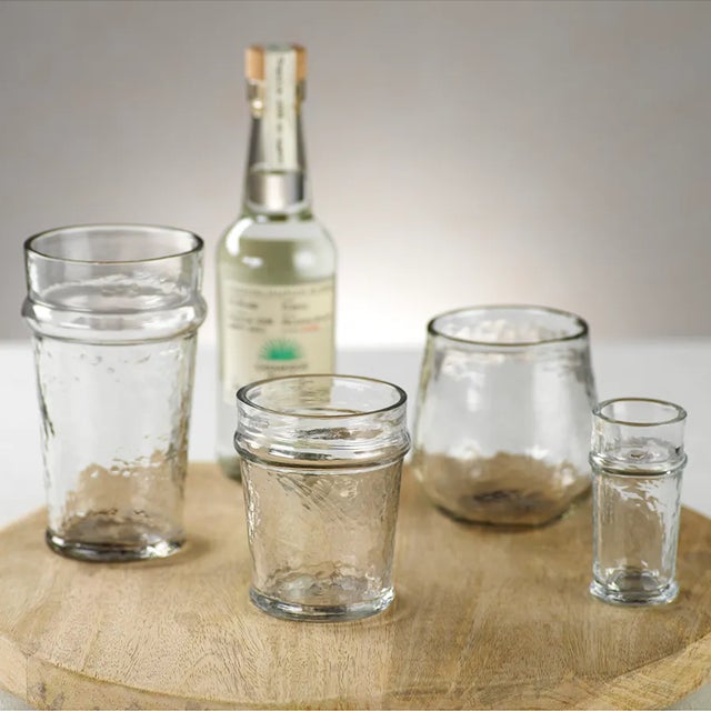 Contemporary Garan Hammered Stemless All Purpose Glasses, Clear, Set of 4 For Sale - Image 3 of 4