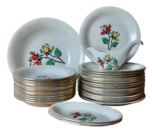 Bohemian Ceramic Service, 1950s, Set of 33