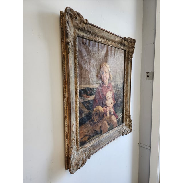 Early 20th Century Girl and Friends Oil on Canvas Portrait by John Trubee For Sale - Image 12 of 18