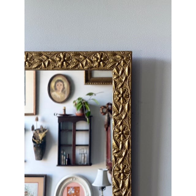 Vintage Floral Giltwood Wall Mirror, C. 1925–1945 For Sale - Image 4 of 8