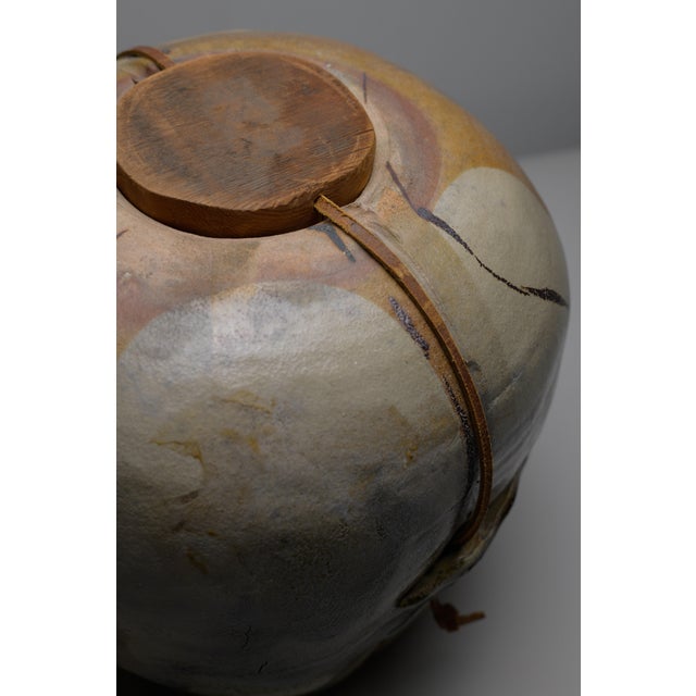 Large Lidded Vessel by Sandra Johnstone, Salt-Fired Ceramic, 1970s For Sale - Image 4 of 10