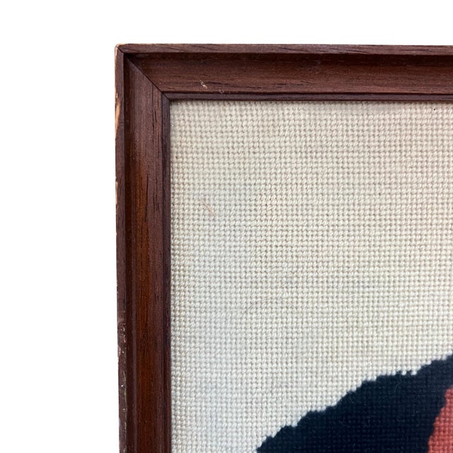 1970s Framed Vintage Equestrian Needlepoint Horse Portrait, Signed & Dated 1978 For Sale - Image 5 of 8