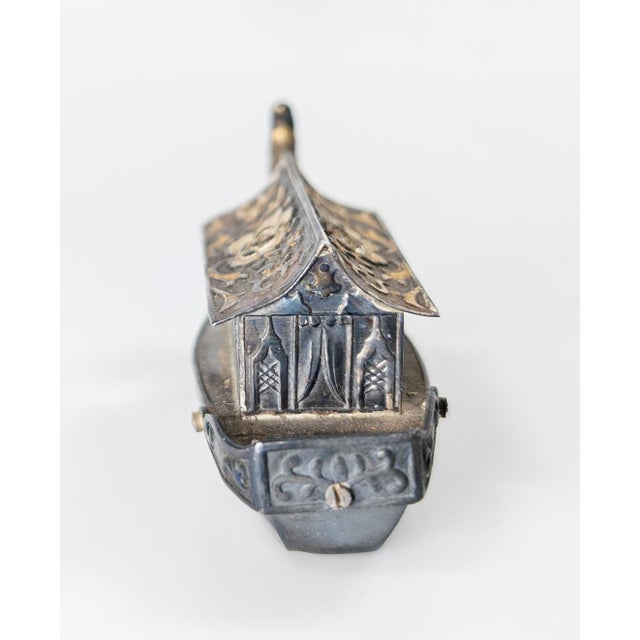 Mid 20th Century 20th Century Japanese Sterling Silver Dragon Boat Form Salt or Pepper Shaker For Sale - Image 5 of 8