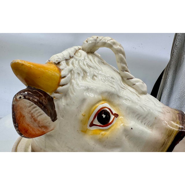 Antique Staffordshire Majolica Cow Head Dish, Victorian English Novelty Server For Sale - Image 10 of 12
