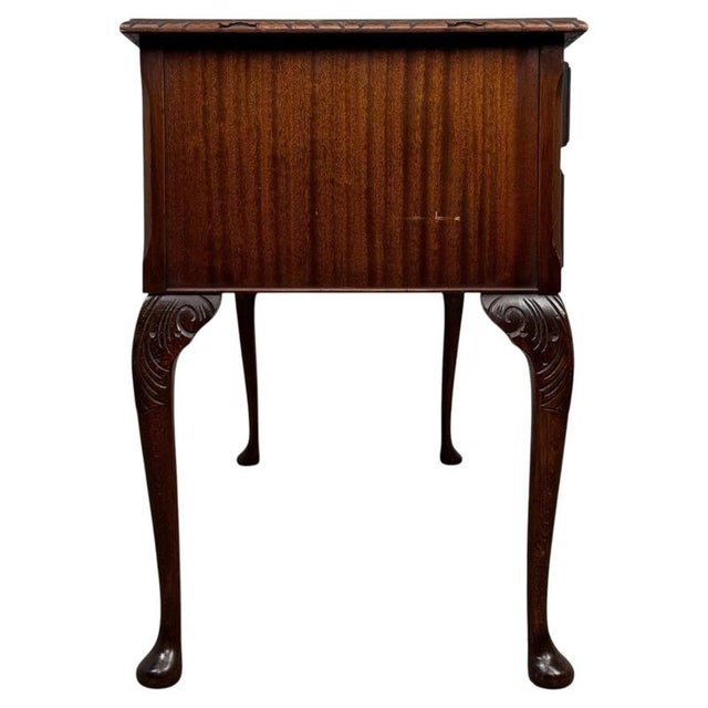 1920s Antique English Mahogany Writing Table, 1920 For Sale - Image 5 of 12
