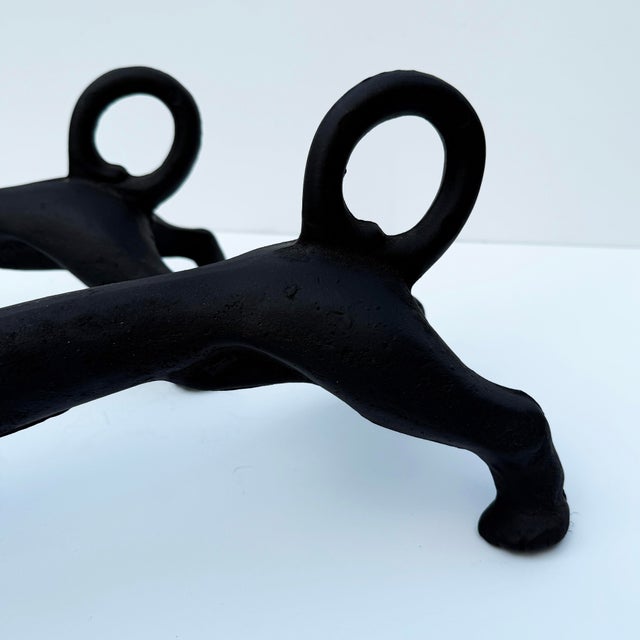 Vintage Cast Iron Dachshund Andirons For Sale - Image 9 of 12
