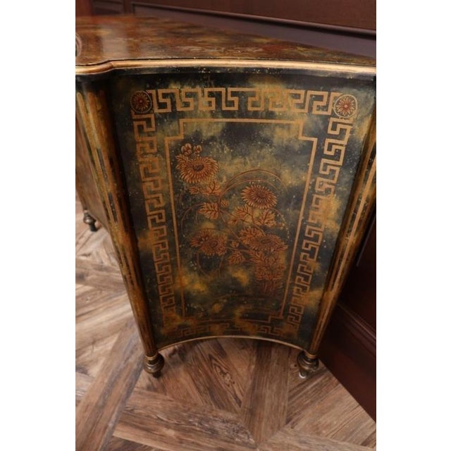 1980s Maitland-Smith Hand Painted (Phils Inc.) Chinoiserie Cabinet Hand Painted Pagoda & Figural Scene For Sale In Miami - Image 6 of 8