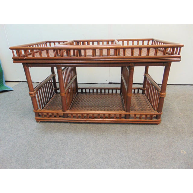 Wood Art Deco Split Reed Style Coffee Table For Sale - Image 7 of 7