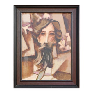 David Adickes "Cubist Head with Leaves" Modern Abstract Brown Toned Figurative Portrait Print, 2006 For Sale