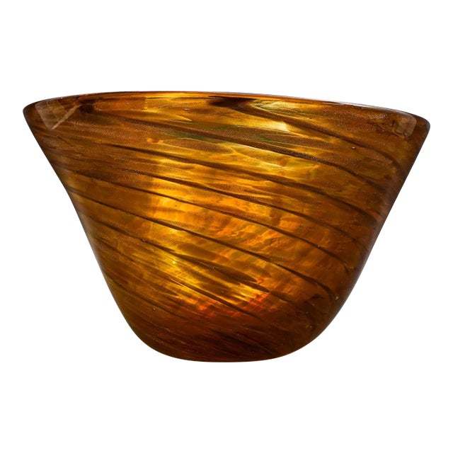 Mid 20th Century Cristalleria Stile d'Arte Murano Aventurine Swirl Art Glass Centerpiece Bowl For Sale