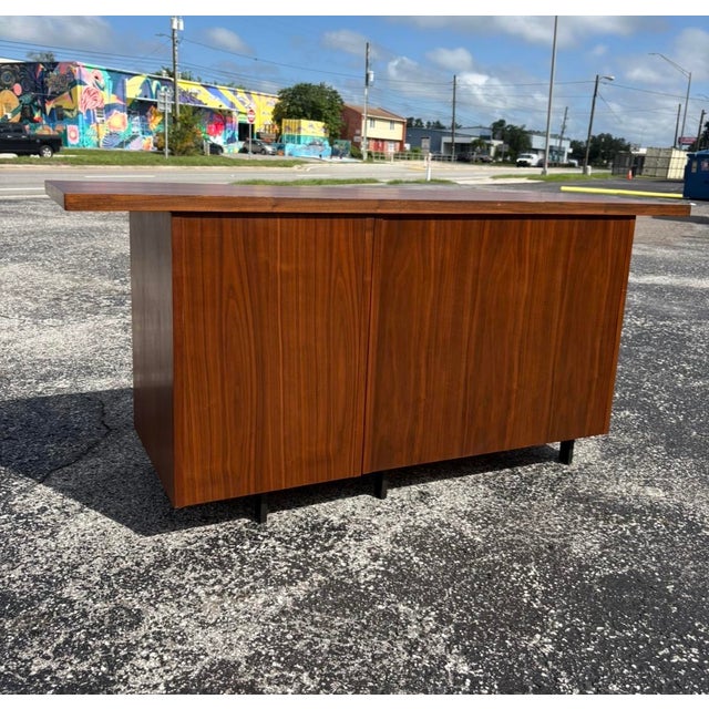 Mid Century Walnut & Cane Front Credenza W Refinished Top For Sale - Image 11 of 16