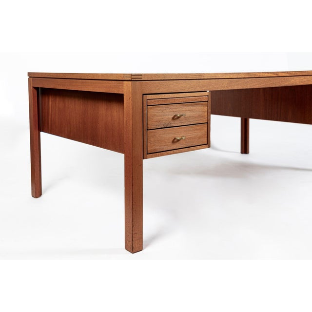 Danish Mahogany Executive Desk by Søborg Møbler, Mid Century Modern Desk For Sale In Detroit - Image 6 of 16