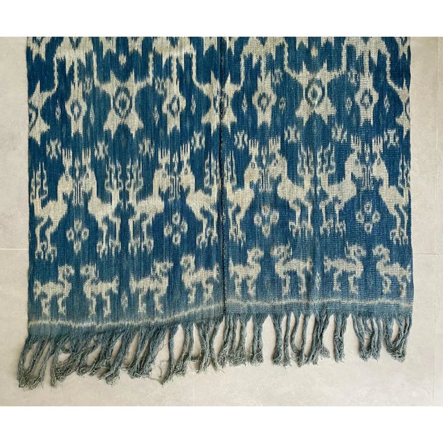1900 - 1909 Indigo Blue Ikat Textile From Sumba Island, Indonesia For Sale - Image 5 of 9