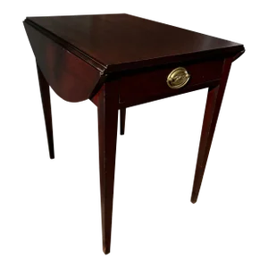Diminutive Mahogany Hepplewhite Drop Leaf Pembroke Table With a Drawer, Pennsylvania, Circa 1800