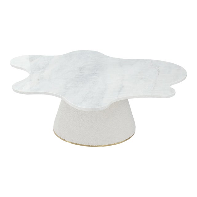 Pasargad Home Simona Real Marble Top Coffee Table, Silver/Ivory For Sale