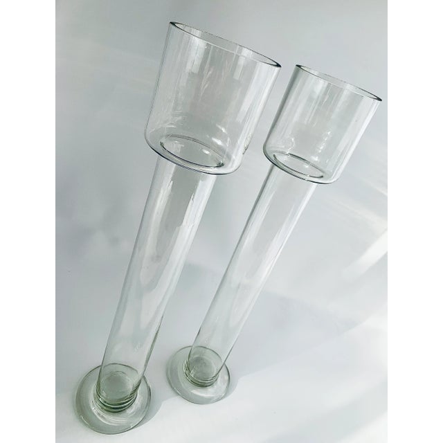 Vintage Mid-Century English Decorative Blown Art Glass Vases/Votive Candle Holders- a Pair For Sale - Image 10 of 12