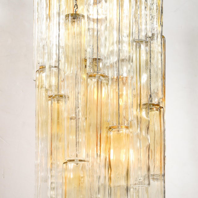 1960s Mid-Century Large Muted Citrine Calza Glass Chandelier Signed Venini For Sale - Image 5 of 18