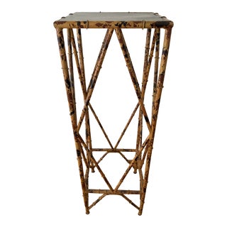 Vintage Faux Tortoise Metal Bamboo Plant Stand For Sale