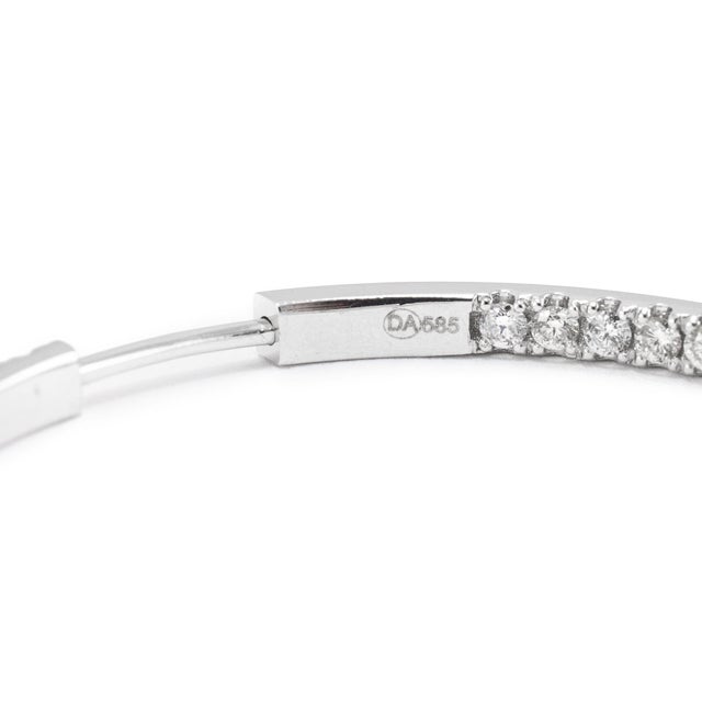 Metal Ladies 14k White Gold Inside Out 3.23ct Pave Diamond Hoop Earrings, A Pair For Sale - Image 7 of 8