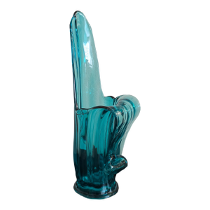 Vintage 1960s L..E. Smith Peacock Blue Swung Pitcher/Vase