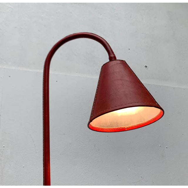 Mid-Century Leather Floor Lamp by Jacques Adnet for Valenti, Spain, 1960s For Sale - Image 12 of 18