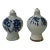 2000s Chinese Porcelain Snuff Bottle With Blue White Characters Graphic- Set of 2 For Sale