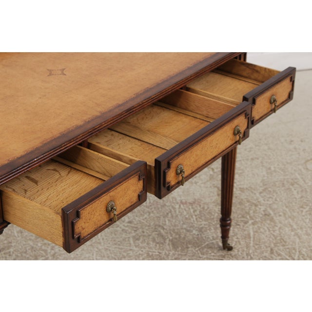 2010s Jonathan Charles Sheraton Leather Top Mahogany Desk For Sale - Image 5 of 16