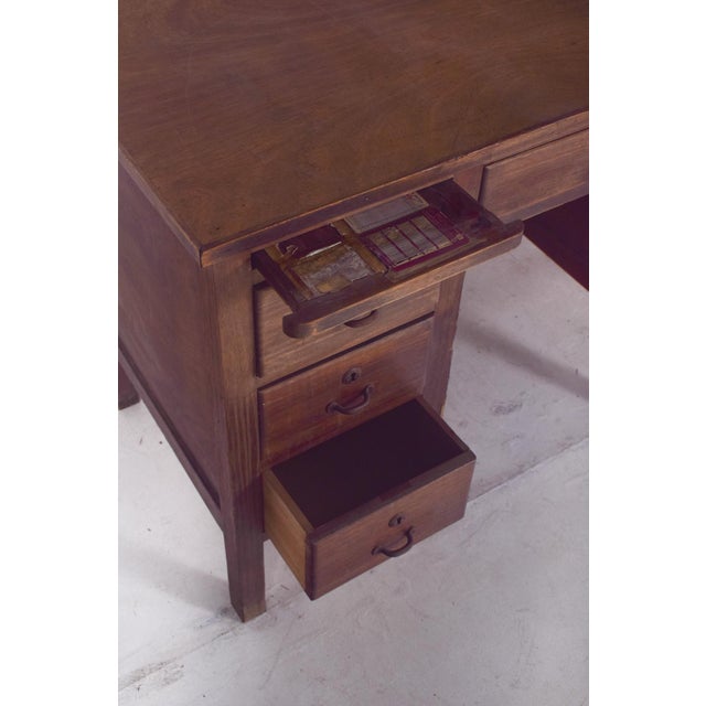 Brown Mid-Century Portuguese Desk in Wood from Olaio, 1950s For Sale - Image 8 of 14