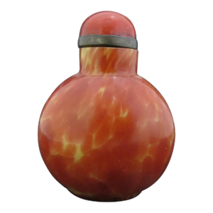 Chinese Vintage Simulated Realgar Orange Yellow Glass Snuff Bottle