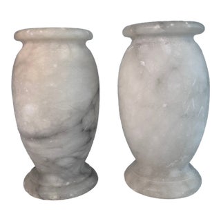 Alabaster Vases, a Pair For Sale