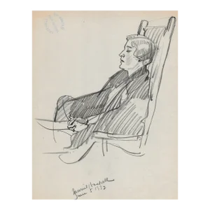 1932 Norman Kent Portrait Drawing of Artist Muriel Haskell