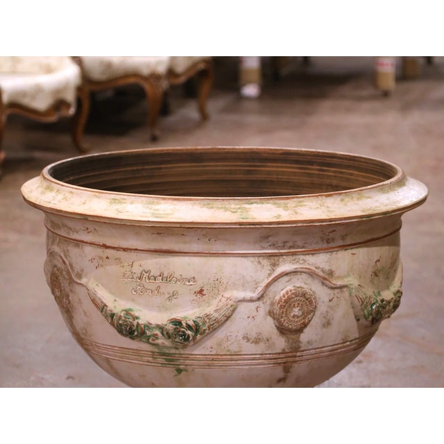 French Early 21st Century French Handmade Terracotta Bowl Urn Planters by La Madeleine in Anduze - Set of 2 For Sale - Image 3 of 12