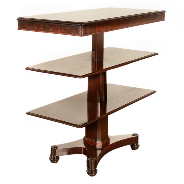 Wood Antique Regency Mahogany Metamorphic 3 Tier Dumbwaiter Pedestal Side Table 1830 For Sale - Image 7 of 12
