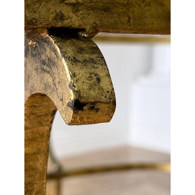 Metal 1980s Italian Glass 1/2" Oval Tabel With Gorgeous Gold Patina Metal Base. - Entertainers Dream Table For Sale - Image 7 of 10