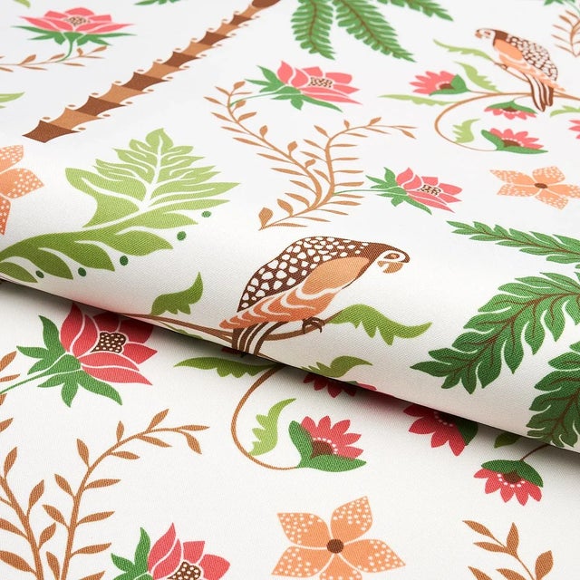 Schumacher Schumacher Island Palm Indoor/Outdoor Fabric in Coral & Green For Sale - Image 4 of 5