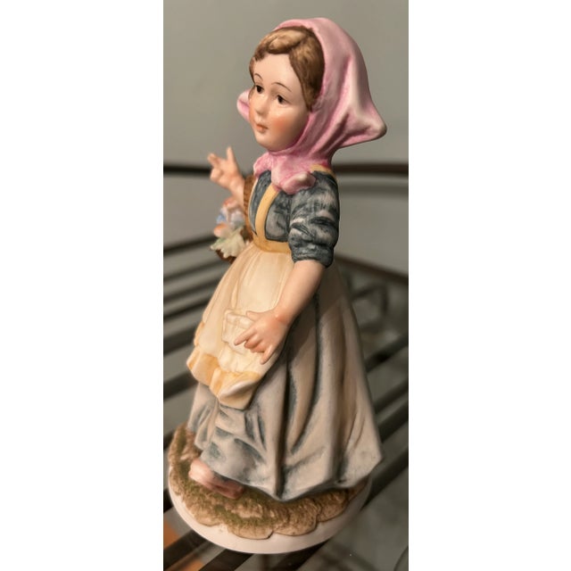 Lefton KW4243 Hand Painted Peasant Girl with Flower Basket Figurine Vintage Lefton figurine of a peasant girl with a...