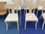 Mediterranean White-Washed Klismos Dining Chairs With Walnut Saber Legs, Dark Brown Woven Leather Seats and Custom Cushions - Set of 8 For Sale - Image 3 of 8