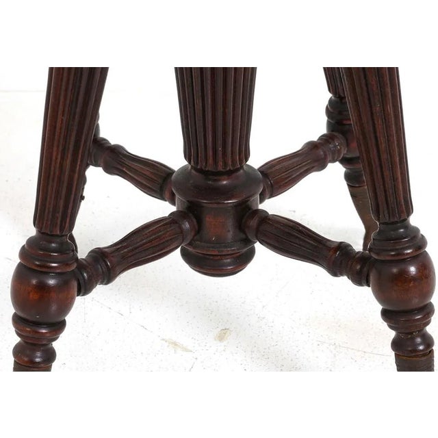Burnt Umber Antique Piano Stool W Brass & Glass Ball & Claw Feet For Sale - Image 8 of 9