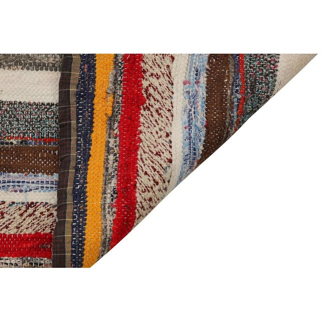Mid 20th Century Mid 20th Century Colorful Striped Vintage Rag Runner For Sale - Image 5 of 7