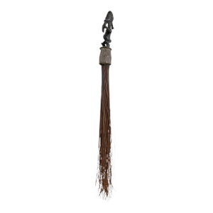 Vintage African Baule Wall Hanging Broom With Standing Figure 28" H