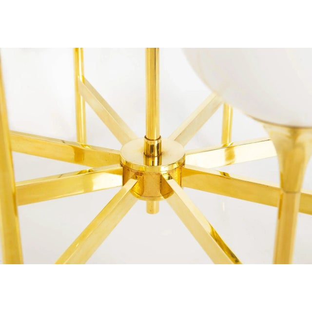 Metal Mid-Century Polished Brass Eight-Light Chandelier by Gaetano Sciolari Ca. 1970s For Sale - Image 7 of 12