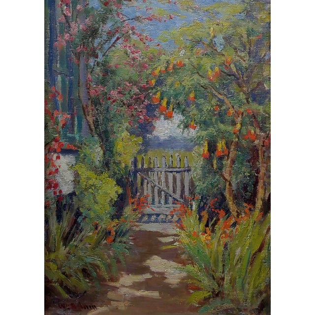 Figurative William Constable Adam-The Gate to the Flower Garden-Oil Painting -C1910s For Sale - Image 3 of 8